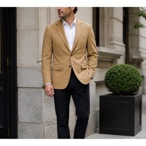 Brooks Brothers Mens  100% Camel Hair Sport Blazer 44 Regular 2 Button